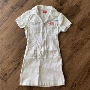 Dickies pinstripe zip up white stretchy dress